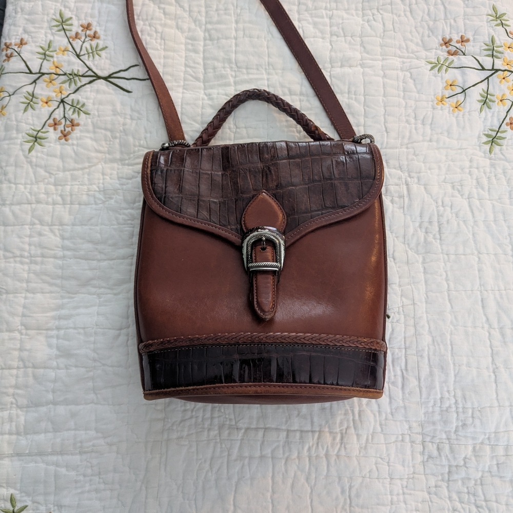 Vintage Brighton Brown Leather Crossbody Bag